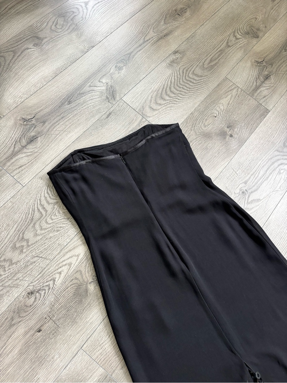 Heidi Weisel Black 100% Silk Strapless Sequin Hem Dress - Size 10